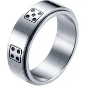 LGT JWLS Stalen mannen ring Dobbelsteen spinner Zilver-19mm