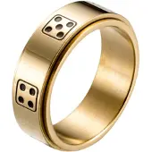 LGT JWLS Stalen mannen ring Dobbelsteen spinner Goud-18mm