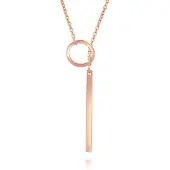 LGT JWLS Hippe Staaf ketting Edelstaal Bar T met Cirkel Rose