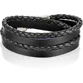 LGT JWLS Leren Wrap armband LGT Jewels Gevlochten leer Zwart
