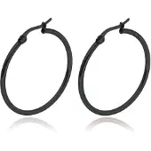 Cilla Jewels Hoop oorringen Dames Edelstaal Zwart-60mm