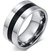 LGT JWLS RVS heren ring Black Line 9mm-17mm