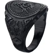 Mendes Heren ring Vrijmetselaars Edelstaal Zwart -18mm