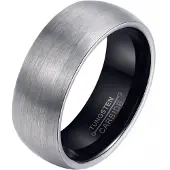 Mendes Wolfraam heren ring Zilver met Zwart 8mm-20mm