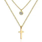 Cilla Jewels Gelaagde dames ketting Edelstaal Verguld Goudkleurig Kruis