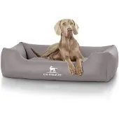 Knuffelwuff kunstleer hondenbed Sidney XXL 120 x 85cm grijs