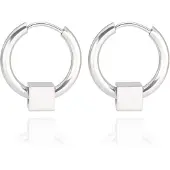 LGT JWLS Stalen creolen Flexible Square Silver-12mm