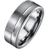 TJ Tom Jaxon Wolfraam heren ring Groef Zilverkleurig-18mm