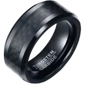 Mendes Wolfraam heren ring Carbon Fiber Zwart 8mm-21.5mm