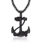 Mendes Zwarte anker kettinghanger van Jewelry
