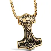 Mendes Heren ketting Viking Hammer Of thor kettinghanger Goudkleurig