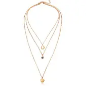 LGT JWLS Gelaagde goudkleurige ketting Wishing Bone muntje en Zirkonia