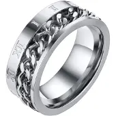 Mendes heren ring Cuban Link Roman Numeral Silver-21mm