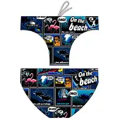Turbo New Comic Waterpolo Swimming Brief Zwart 14 Years Jongen