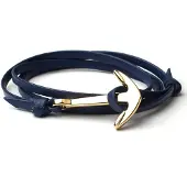 LGT JWLS Anker armband leren koord blauw met goudkleurig
