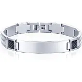 Mendes ID Armband Edelstaal Carbon Fibre Zilverkleurig