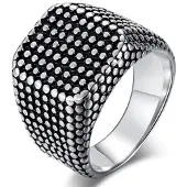 Mendes Titanium Zegelring heren Zilverkleurig Zwart-21.5mm