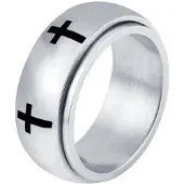 Mendes Edelstaal heren ring Spinning Cross Zilverkleurig-18mm