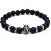 Memphis kralen armband mannen Lavasteen Lionhead Grey