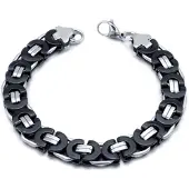Mendes Stalen heren armband Koningsschakel Zwart - 23cm