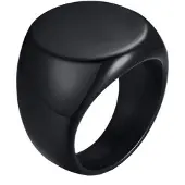 Mendes Stalen heren ring Ronde Zegel Zwart-18mm