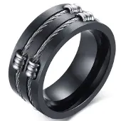 Mendes Zwarte stalen kabel ring-20mm