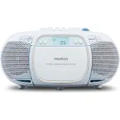 Medion E66476 Stereo Geluidssysteem (boombox, CD-speler, MP3, cassette, draagbare cassettespeler voor kinderen, FM-radio, AUX, hoofdtelefoon, netvoeding & batterij) blauw