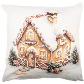Clayre & Eef Kussenhoes 45x45 cm Wit Polyester Kerst