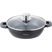 Cheffinger Lage Braadpan met Deksel - 40cm - Zwart - Inductie