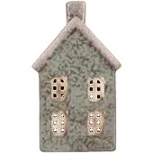 Clayre & Eef Waxinelichthouder Huis 8x7x14 cm Groen Keramiek