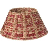 Beliani NEIGE - Kerstboomrok - Naturel/Rood - ⌀ 42 cm - Zeegras