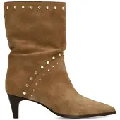 Manfield Beige suède enkellaarsjes met studs | Maat 40