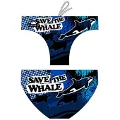 Turbo Save The Whale Waterpolo Swimming Brief Blauw 7-8 Years Jongen
