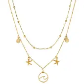 LGT JWLS Multi Layer dames ketting Ocean Shell Starfish Goudkleurig