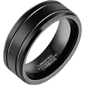 Mendes Zwarte Wolfraam heren ring 8mm-21mm