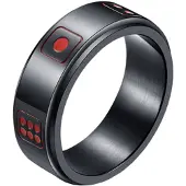 LGT JWLS Stalen mannen ring Dobbelsteen spinner Zwart Rood-20mm