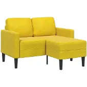 vidaXL 2-zitsbank met ligstoel L-vormig 125 cm fluweel geel