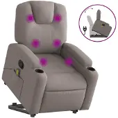 vidaXL Sta-op-massagestoel verstelbaar stof taupe