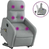 vidaXL Sta-op-massagestoel verstelbaar stof lichtgrijs