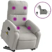vidaXL Sta-op-massagestoel elektrisch microvezelstof lichtgrijs