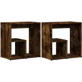 vidaXL Bijzettafels 2 st 50x30x50 cm bewerkt hout gerookt eikenkleurig