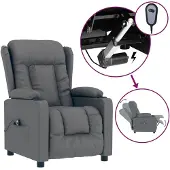 vidaXL Fauteuil verstelbaar elektrisch kunstleer grijs