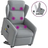 vidaXL Sta-op-massagestoel verstelbaar stof lichtgrijs