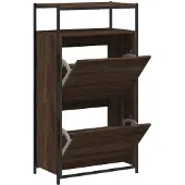 vidaXL Schoenenkast 60x34x112 cm bewerkt hout bruin eikenkleur