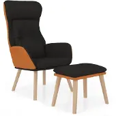 vidaXL Relaxstoel met voetenbankje kunstleer en stof zwart