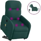 vidaXL Sta-op-massagestoel elektrisch verstelbaar stof donkergroen