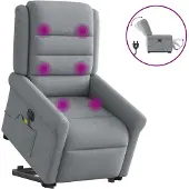 vidaXL Sta-op-massagestoel elektrisch verstelbaar stof lichtgrijs