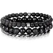 Memphis kralen armbanden Set Agaat Zwart