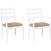 vidaXL Eetkamerstoelen met kussens 2 stuks wit massief hout rubber