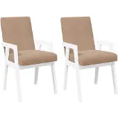 vidaXL Eetkamerstoelen met kussens 2 stuks wit massief hout rubber